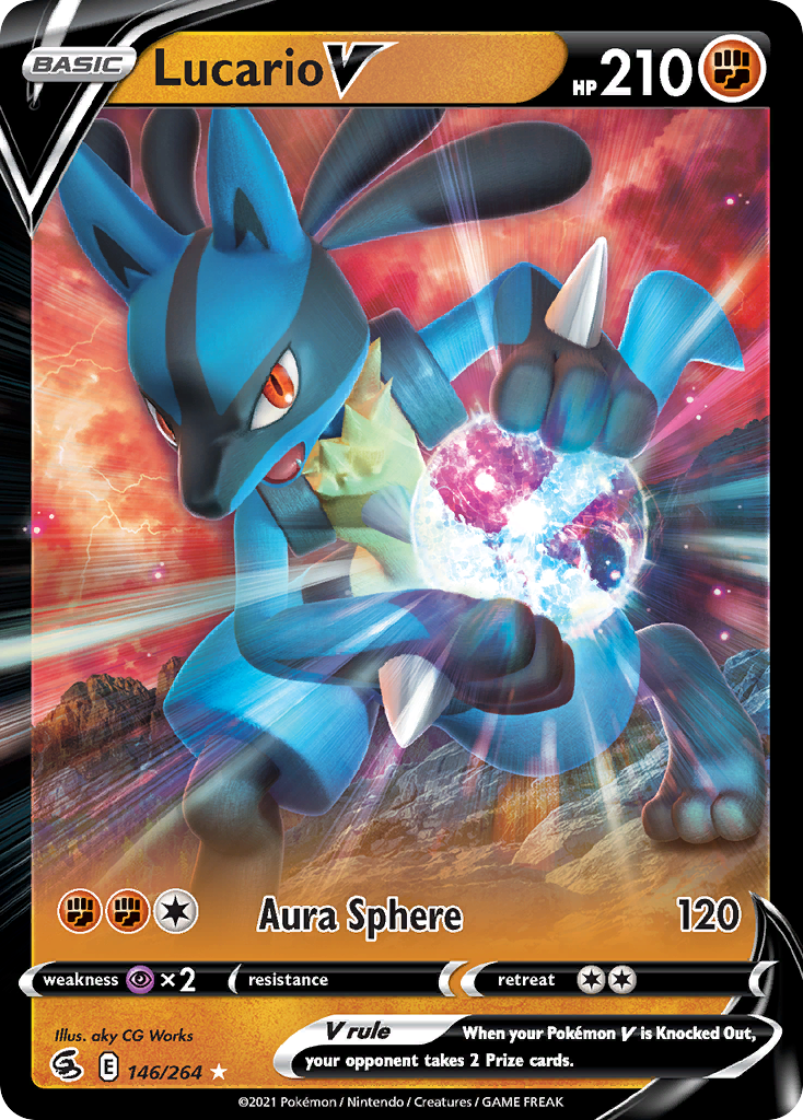 146 264 Lucario V Rare Holo V 146-264-lucario-v-rare-holo-v