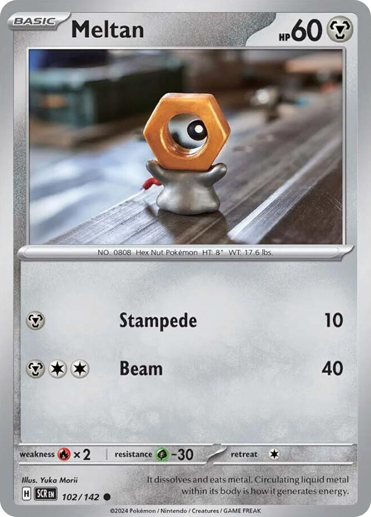 Losse Pokemonkaart 102/142 - Meltan - Stellar Crown - [Common] - Reverse Holo