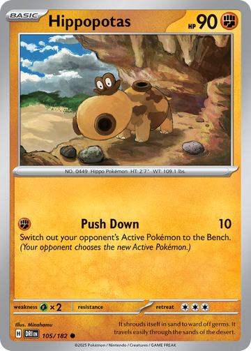 105/182 - Hippopotas - [Common] - Reverse Holo