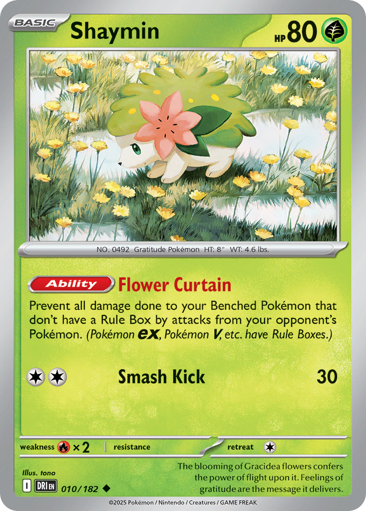 Losse Pokemonkaart 010/182 - Shaymin - Destined Rivals - [Uncommon] - Reverse Holo