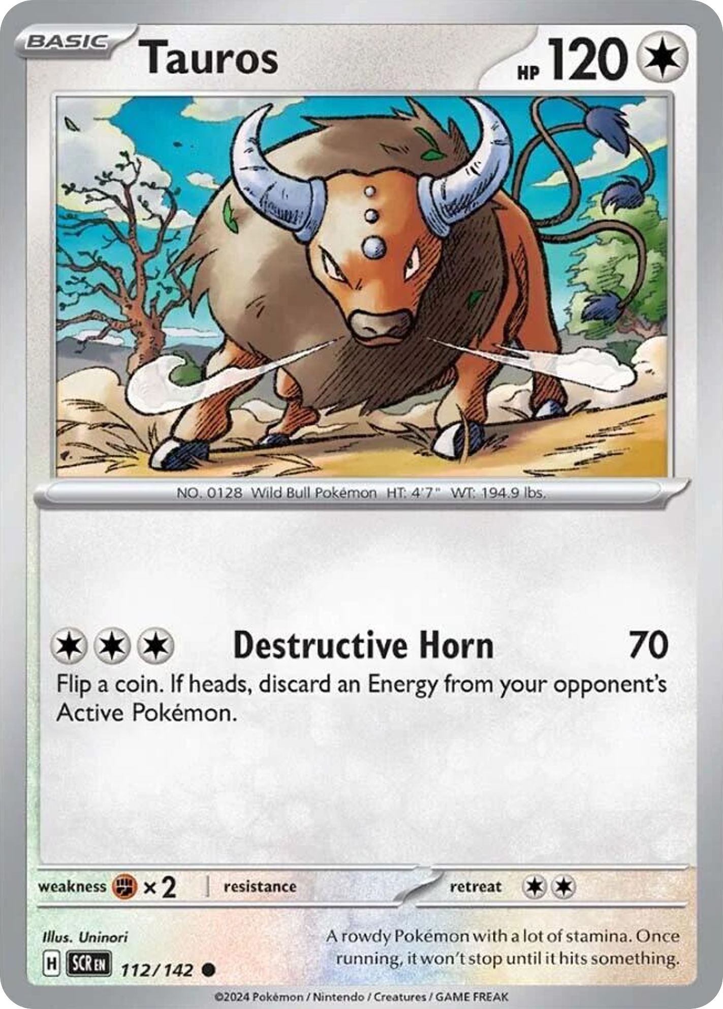 Losse Pokemonkaart 112/142 - Tauros - Stellar Crown - [Common] - Reverse Holo