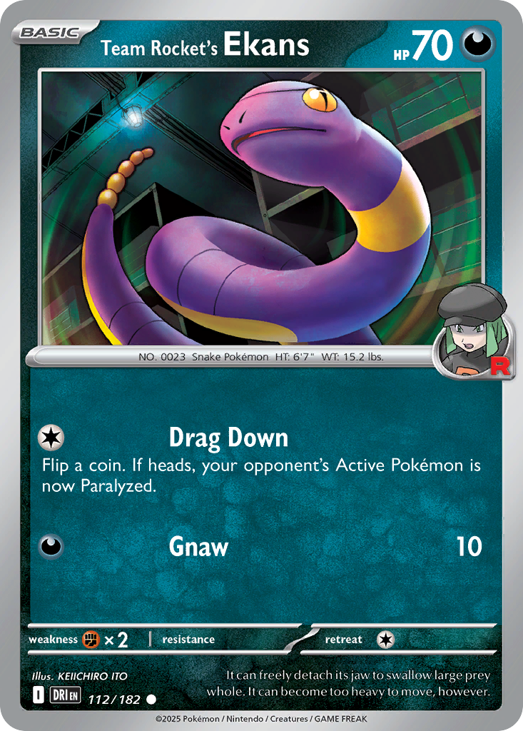 Losse Pokemonkaart 112/182 - Team Rocket's Ekans - Destined Rivals - [Common] - Reverse Holo