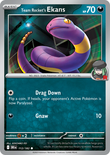 112/182 - Team Rocket's Ekans - [Common] - Reverse Holo