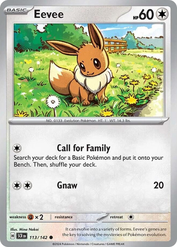 Losse Pokemonkaart 113/142 - Eevee - Stellar Crown - [Common] - Reverse Holo