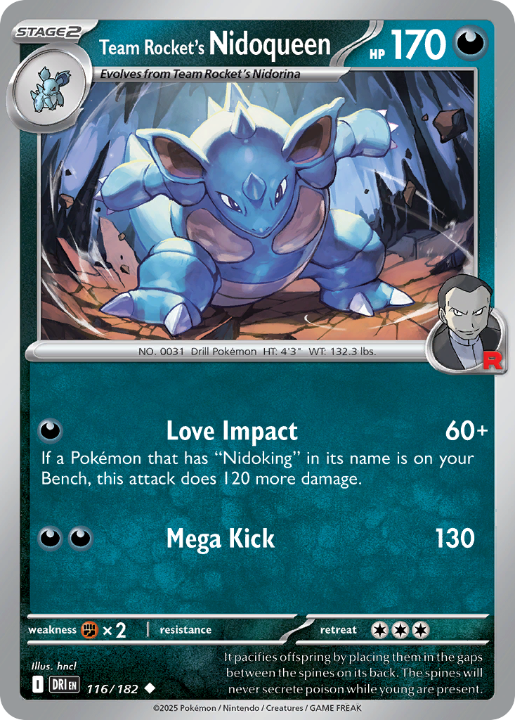 Losse Pokemonkaart 116/182 - Team Rocket's Nidoqueen - Destined Rivals - [Uncommon] - Reverse Holo