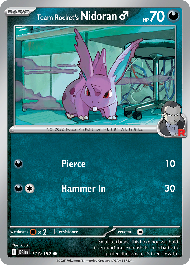 Losse Pokemonkaart 117/182 - Team Rocket's Nidoran♂ - Destined Rivals - [Common] - Reverse Holo