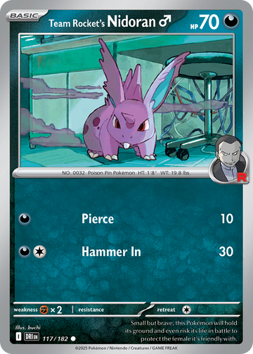 117/182 - Team Rocket's Nidoran♂ - [Common] - Reverse Holo