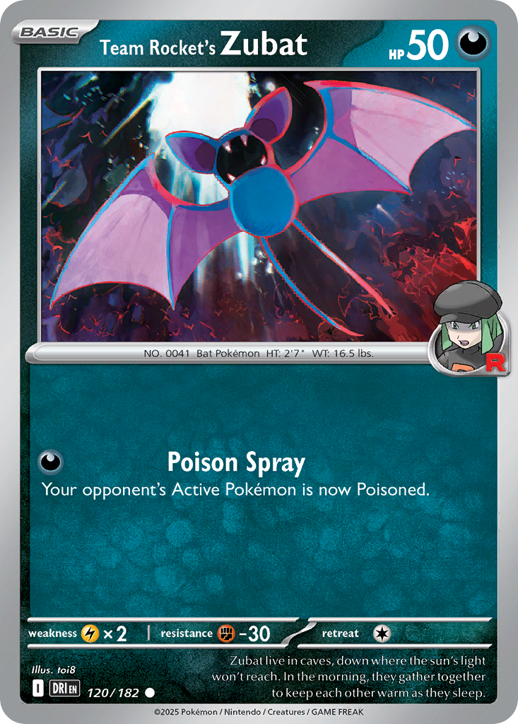 Losse Pokemonkaart 120/182 - Team Rocket's Zubat - Destined Rivals - [Common] - Reverse Holo