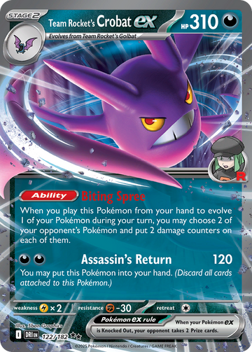 Losse Pokemonkaart 122/182 - Team Rocket's Crobat ex - Destined Rivals - [Double Rare]