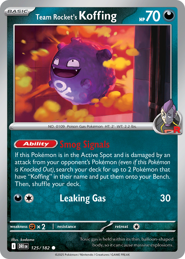 Losse Pokemonkaart 125/182 - Team Rocket's Koffing - Destined Rivals - [Common] - Reverse Holo