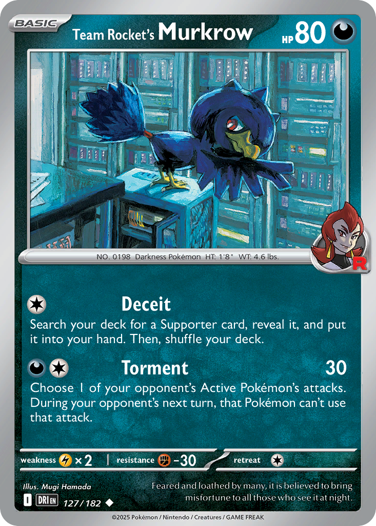 Losse Pokemonkaart 127/182 - Team Rocket's Murkrow - Destined Rivals - [Uncommon] - Reverse Holo