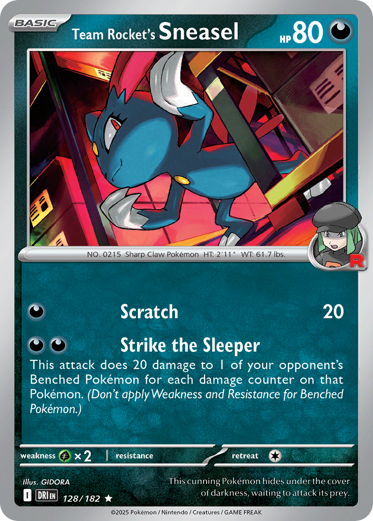 Losse Pokemonkaart 128/182 - Team Rocket's Sneasel - Destined Rivals - [Rare] - Reverse Holo