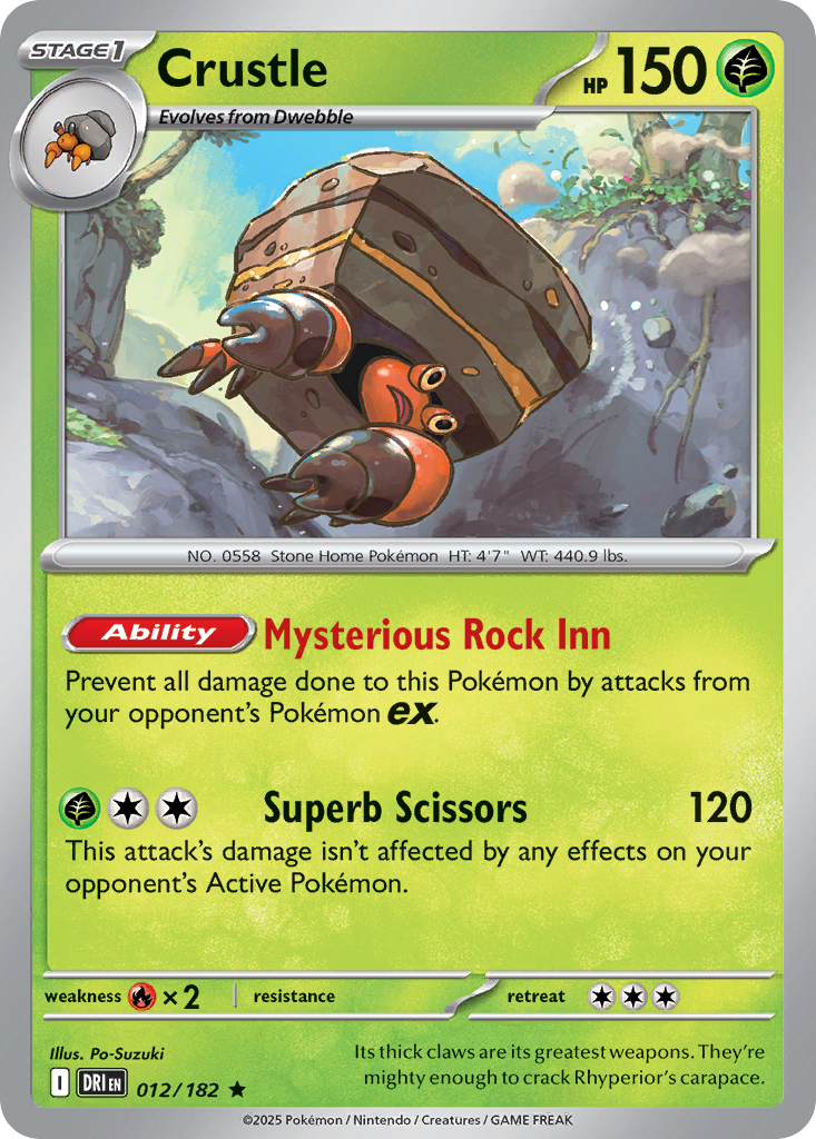 Losse Pokemonkaart 012/182 - Crustle - Destined Rivals - [Rare] - Reverse Holo