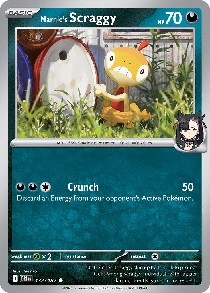 Losse Pokemonkaart 132/182 - Marnie's Scraggy - Destined Rivals - [Common] - Reverse Holo