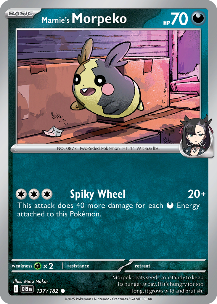 Losse Pokemonkaart 137/182 - Marnie's Morpeko - Destined Rivals - [Common] - Reverse Holo
