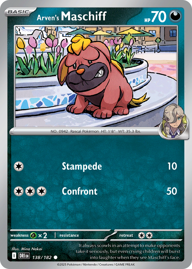 Losse Pokemonkaart 138/182 - Arven's Maschiff - Destined Rivals - [Common] - Reverse Holo