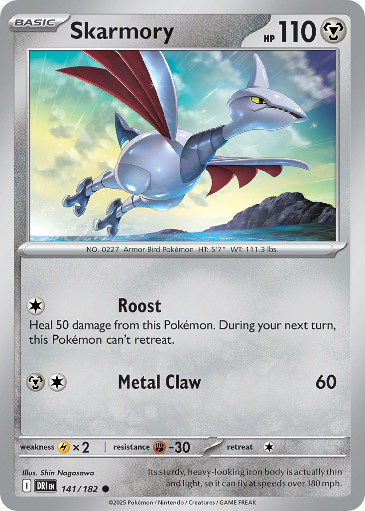 Losse Pokemonkaart 141/182 - Skarmory - Destined Rivals - [Common] - Reverse Holo
