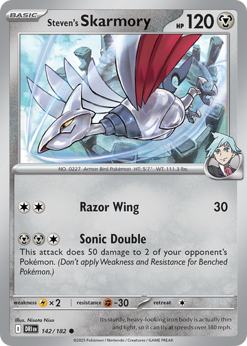 Losse Pokemonkaart 142/182 - Steven's Skarmory - Destined Rivals - [Common] - Reverse Holo