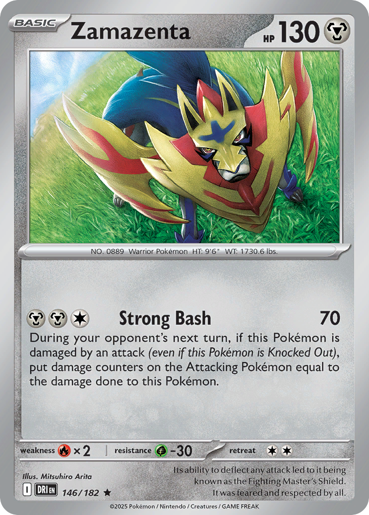 Losse Pokemonkaart 146/182 - Zamazenta - Destined Rivals - [Rare] - Reverse Holo