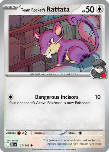 147/182 - Team Rocket's Rattata - [Common] - Reverse Holo