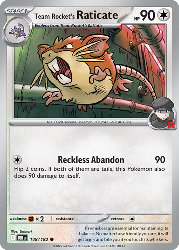 148/182 - Team Rocket's Raticate - [Common] - Reverse Holo