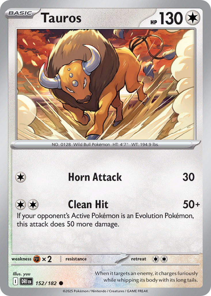Losse Pokemonkaart 152/182 - Tauros - Destined Rivals - [Common] - Reverse Holo