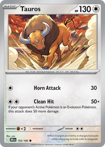 152/182 - Tauros - [Common] - Reverse Holo