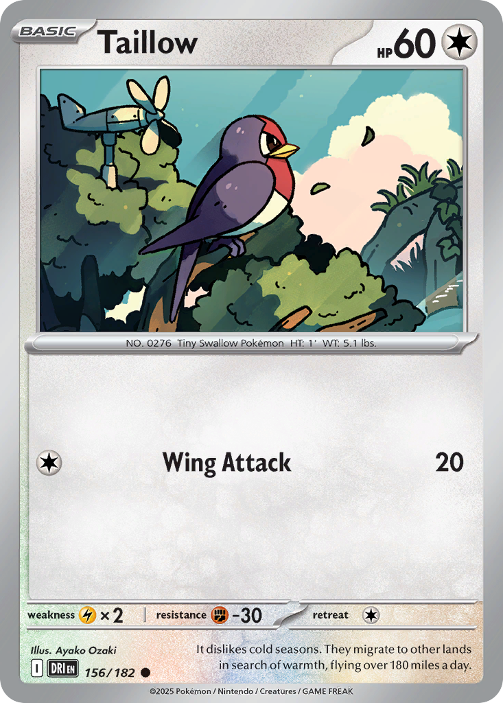 Losse Pokemonkaart 156/182 - Taillow - Destined Rivals - [Common]