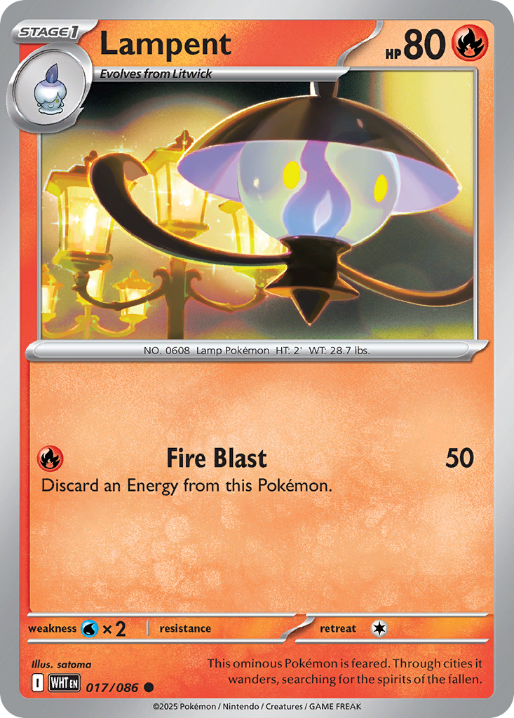 Losse Pokemonkaart 017/086 - Lampent - White Flare - [Common] - Reverse Holo