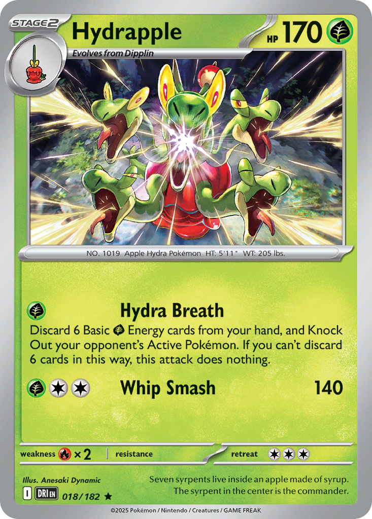Losse Pokemonkaart 018/182 - Hydrapple - Destined Rivals - [Rare] - Reverse Holo