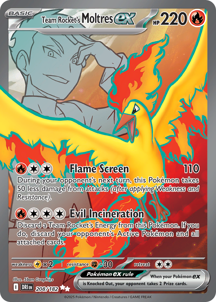Losse Pokemonkaart 208/182 - Team Rocket's Moltres ex - Destined Rivals - [Ultra Rare]