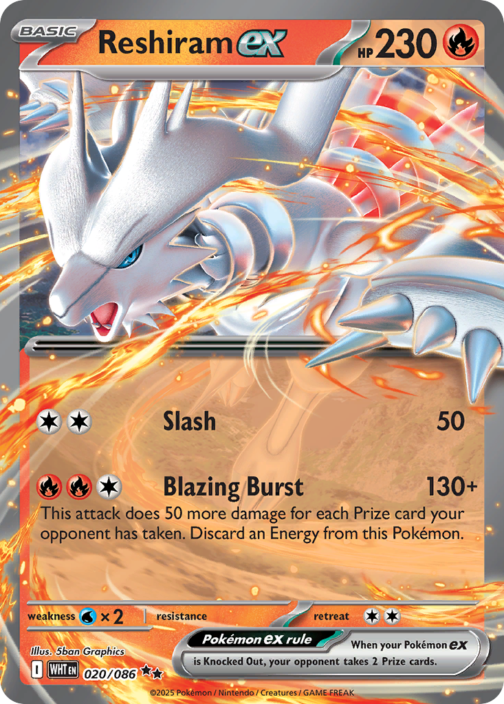Losse Pokemonkaart 020/086 - Reshiram ex - White Flare - [Double Rare]