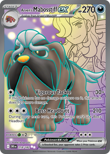 Losse Pokemonkaart 218/182 - Arven's Mabosstiff ex - Destined Rivals - [Ultra Rare]