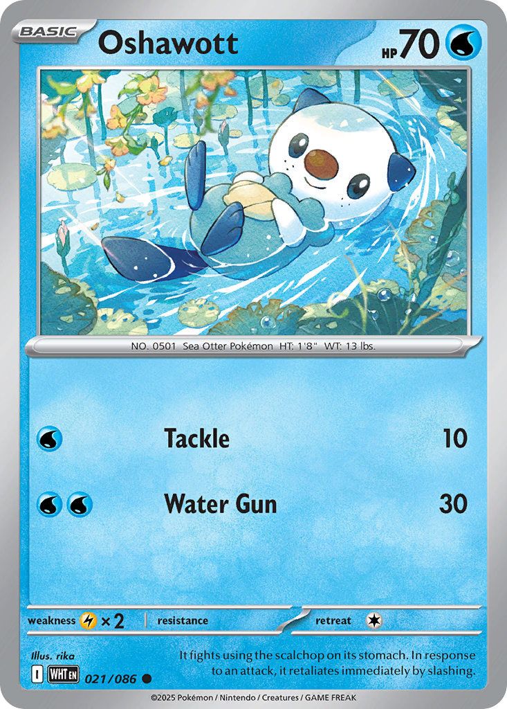 Losse Pokemonkaart 021/086 - Oshawott - White Flare - [Common] - Reverse Holo