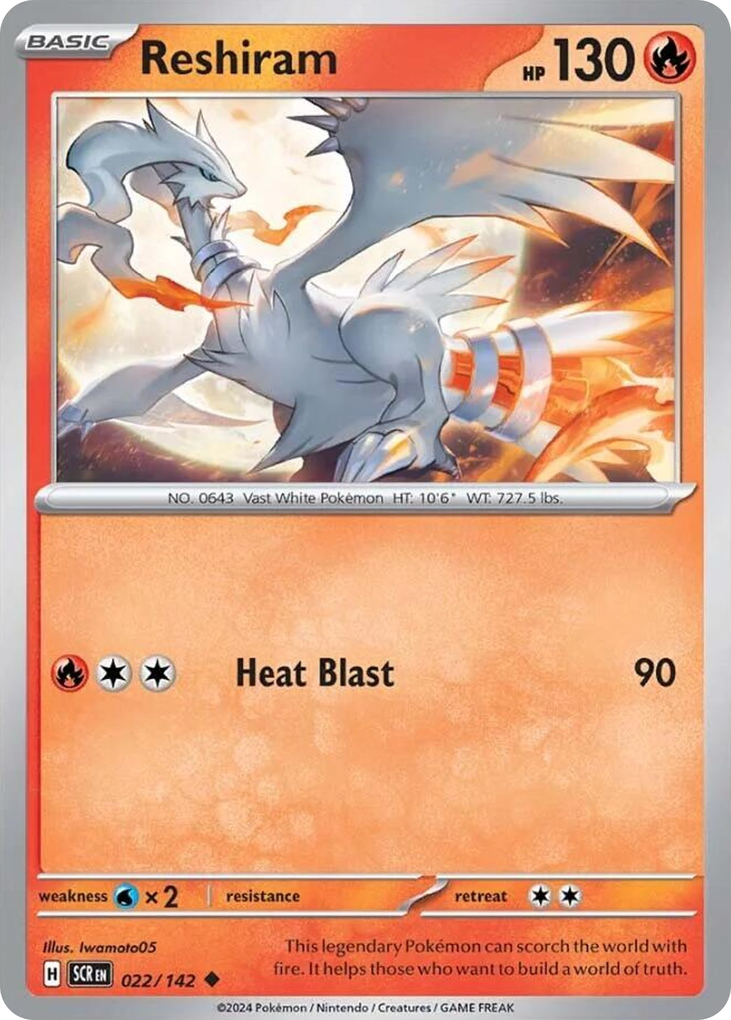 Losse Pokemonkaart 022/142 - Reshiram - Stellar Crown - [Uncommon] - Reverse Holo