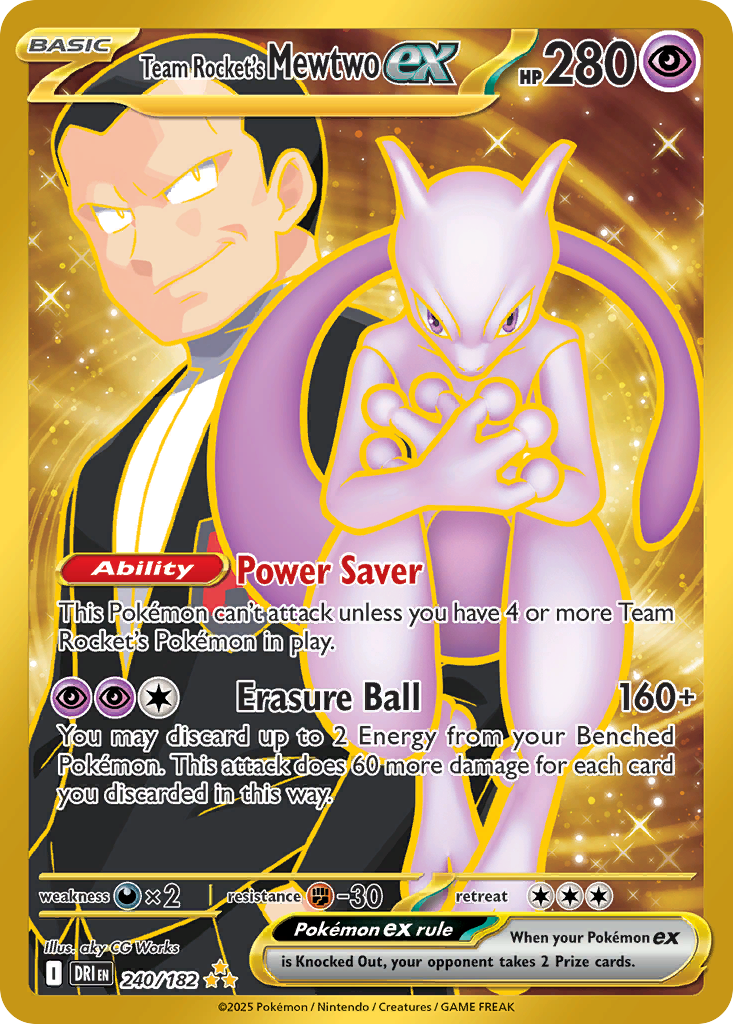 Losse Pokemonkaart 240/182 - Team Rocket's Mewtwo ex - Destined Rivals - [Hyper Rare]
