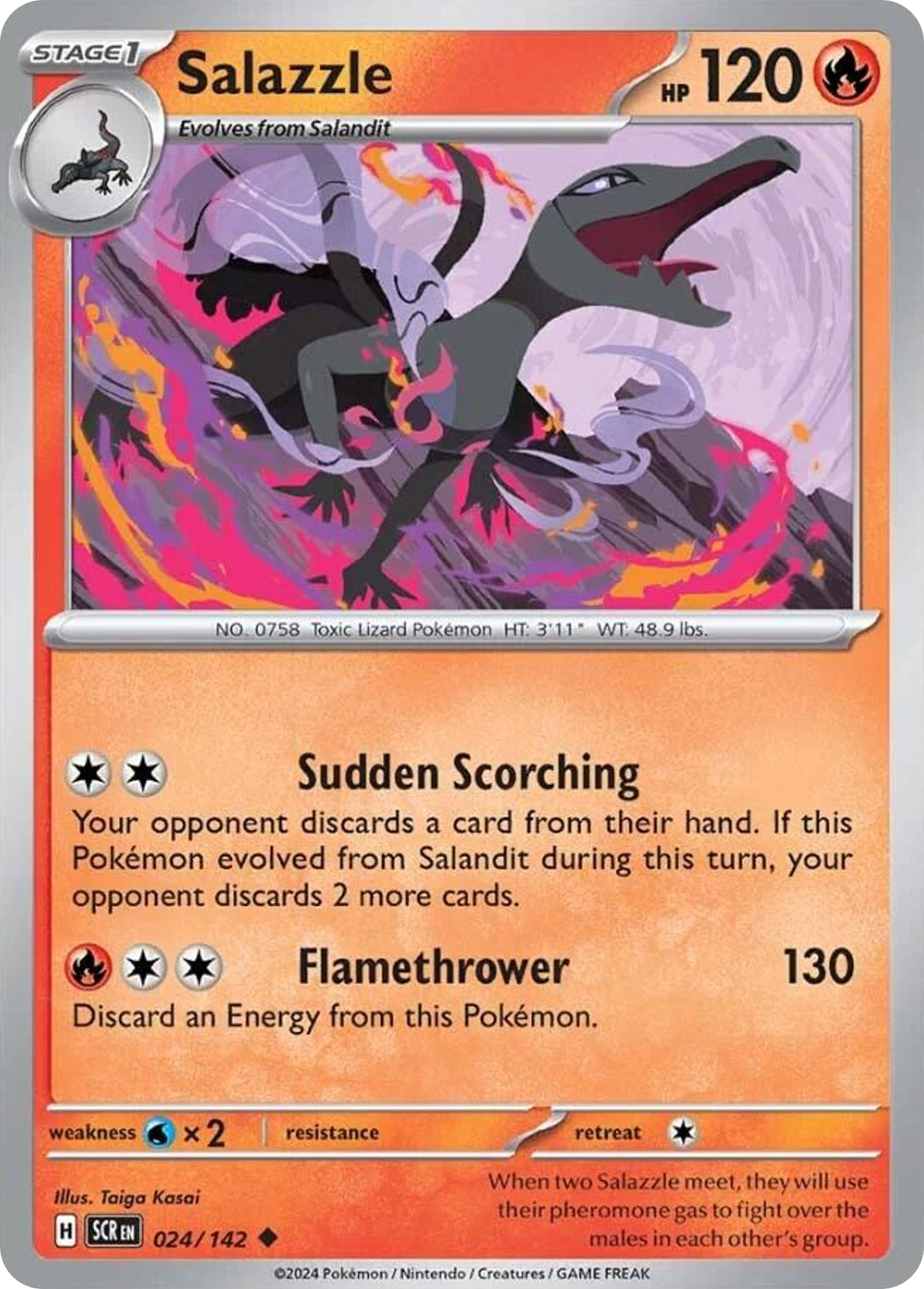 Losse Pokemonkaart 024/142 - Salazzle - Stellar Crown - [Uncommon] - Reverse Holo