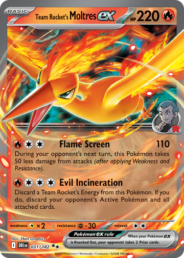 Losse Pokemonkaart 031/182 - Team Rocket's Moltres ex - Destined Rivals - [Double Rare]