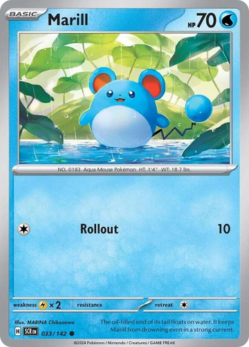 Losse Pokemonkaart 033/142 - Marill - Stellar Crown - [Common] - Reverse Holo