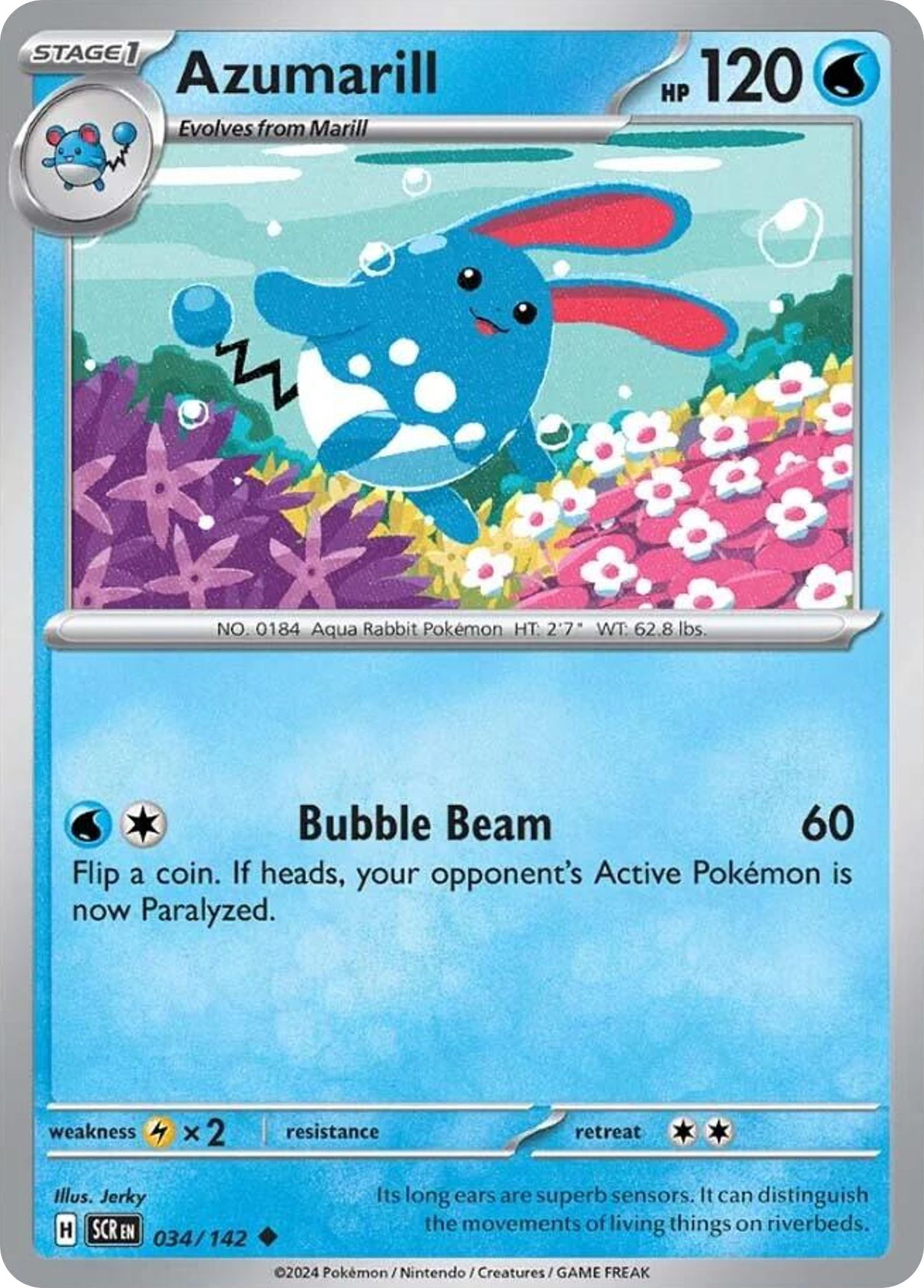 Losse Pokemonkaart 034/142 - Azumarill - Stellar Crown - [Uncommon] - Reverse Holo