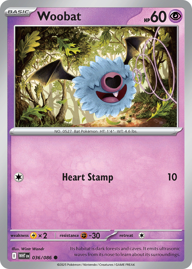 Losse Pokemonkaart 036/086 - Woobat - White Flare - [Common]