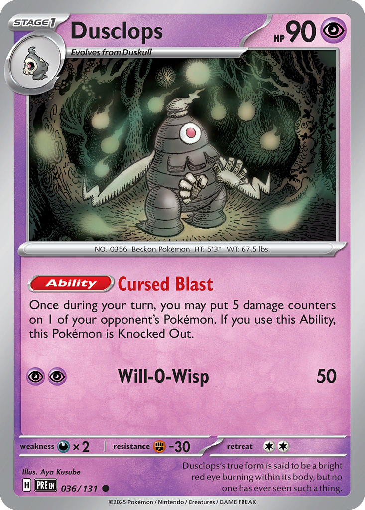 Losse Pokemonkaart 036/131 - Dusclops - Prismatic Evolutions - [Common]