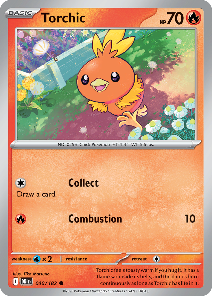 Losse Pokemonkaart 040/182 - Torchic - Destined Rivals - [Common] - Reverse Holo
