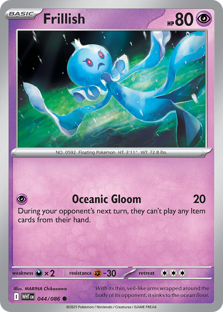 Losse Pokemonkaart 044/086 - Frillish - White Flare - [Common] - Reverse Holo