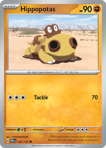 Losse Pokemonkaart 052/131 - Hippopotas - Prismatic Evolutions - [Common]