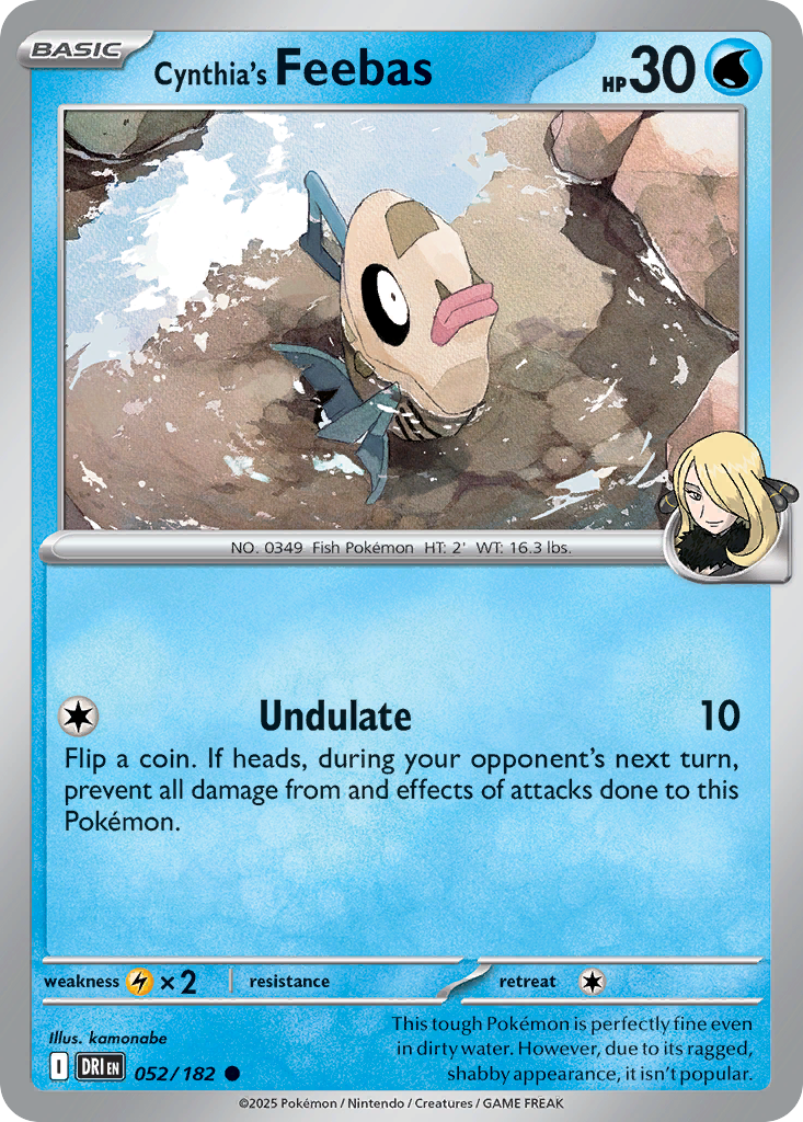 Losse Pokemonkaart 052/182 - Cynthia's Feebas - Destined Rivals - [Common] - Reverse Holo