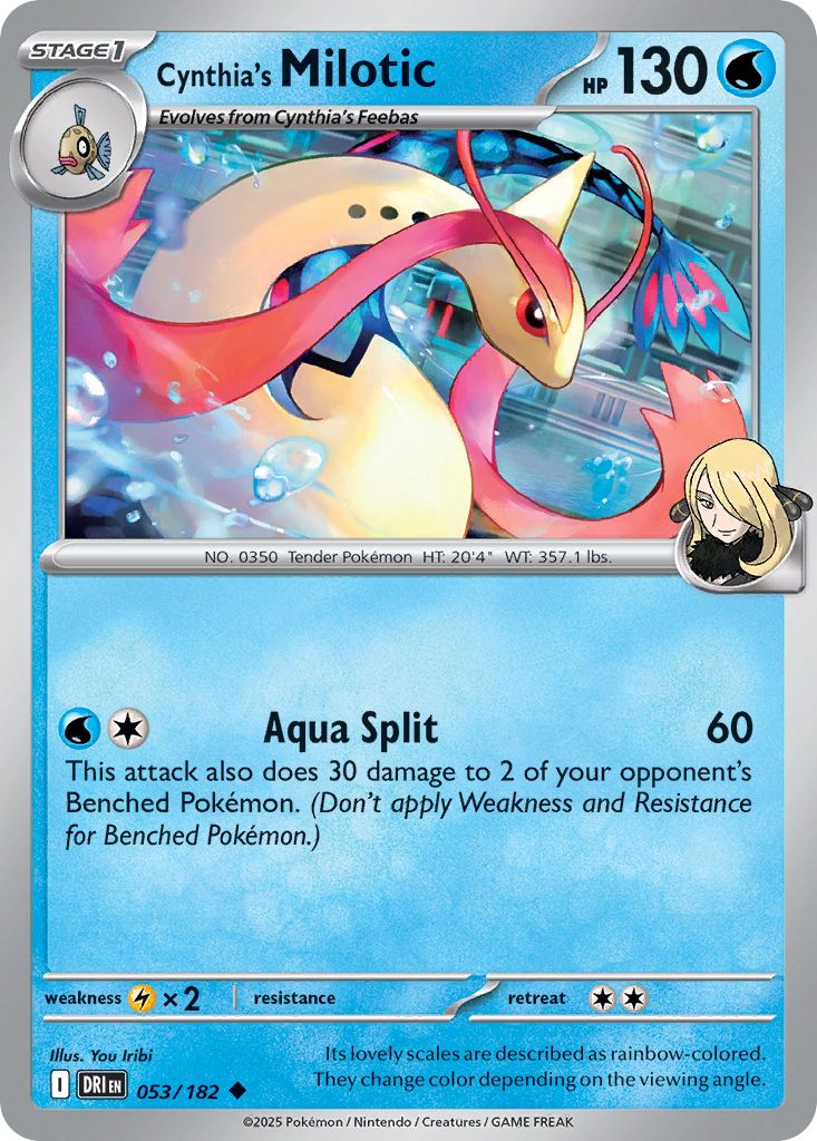 Losse Pokemonkaart 053/182 - Cynthia's Milotic - Destined Rivals - [Uncommon] - Reverse Holo