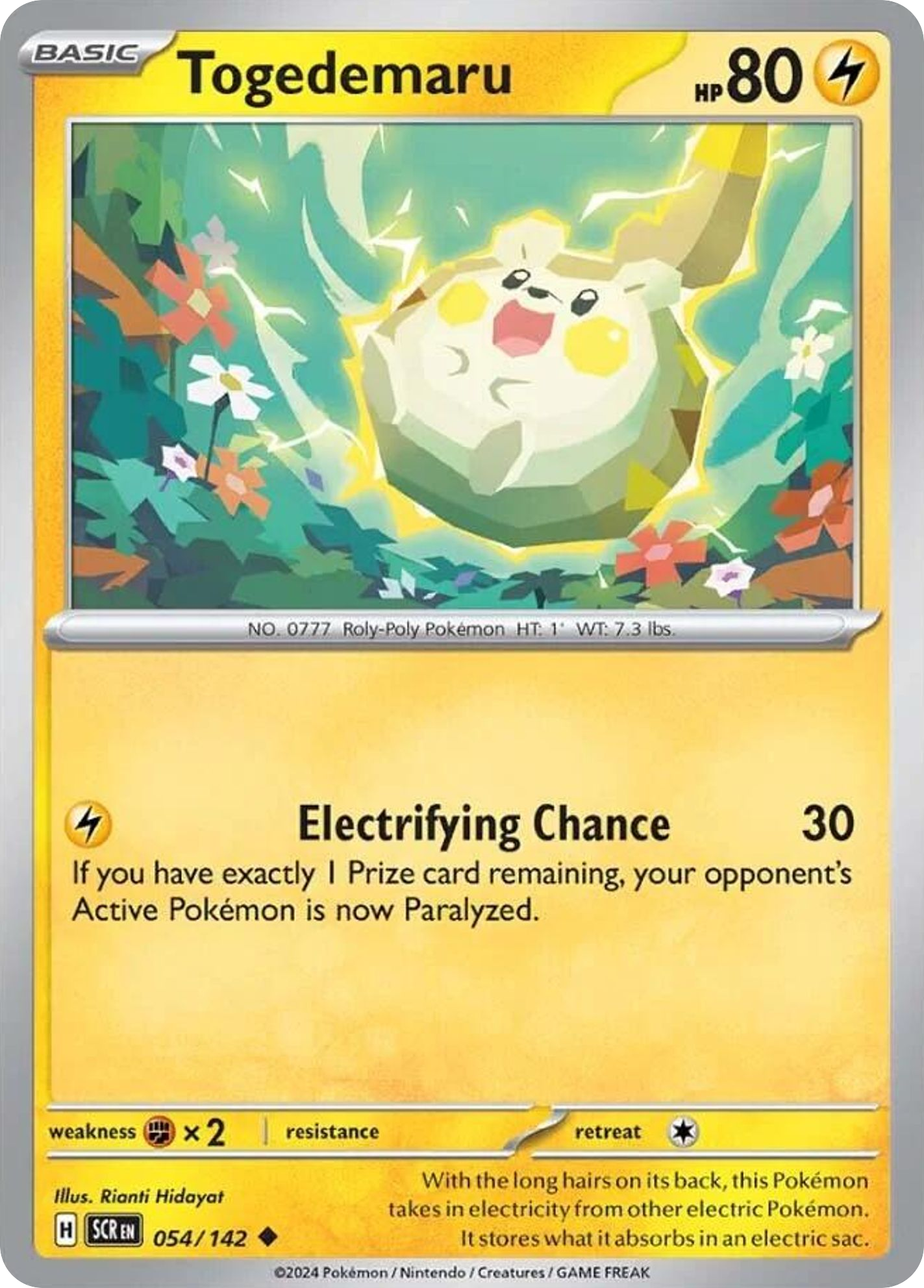 Losse Pokemonkaart 054/142 - Togedemaru - Stellar Crown - [Uncommon] - Reverse Holo