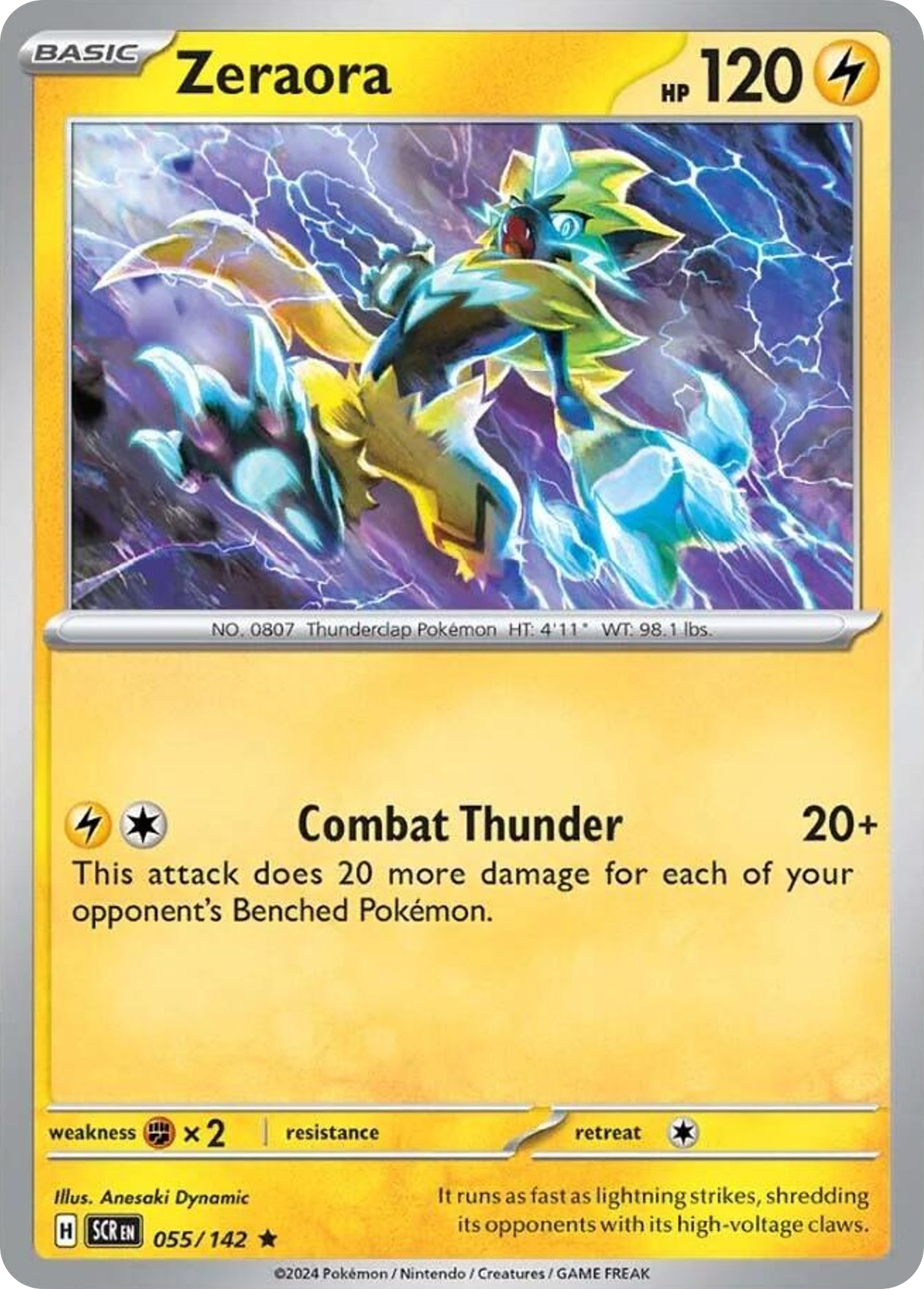 Losse Pokemonkaart 055/142 - Zeraora - Stellar Crown - [Rare] - Reverse Holo