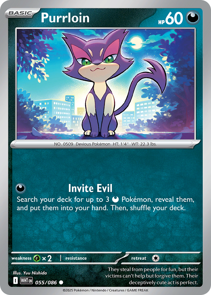 Losse Pokemonkaart 055/086 - Purrloin - White Flare - [Common]